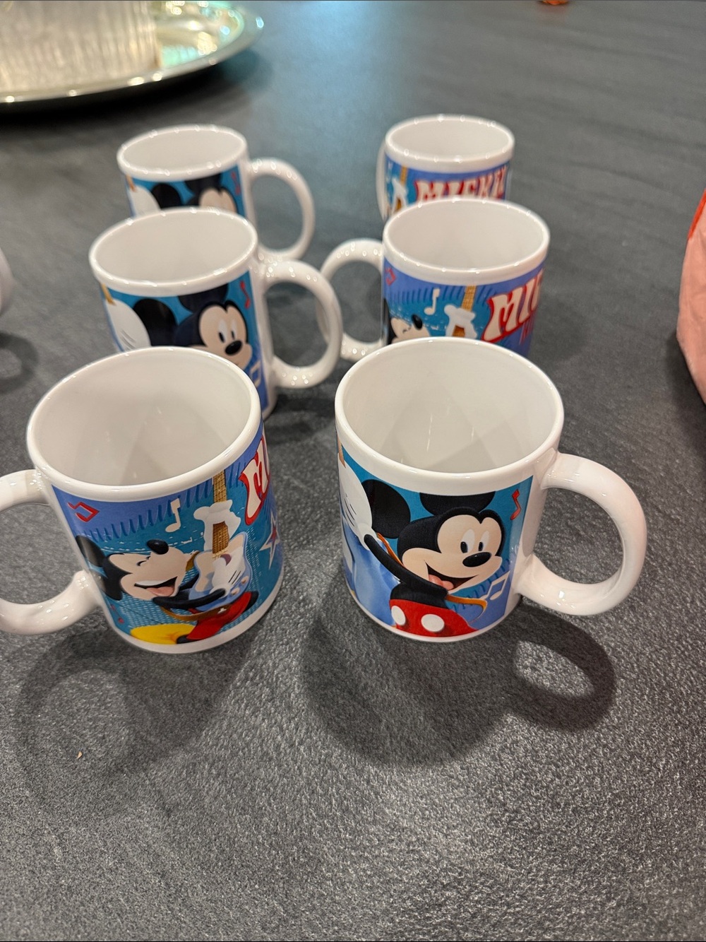 Disney Mickey Mouse Blue and White Ceramic Mugs - Set of 6